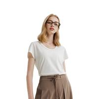 ELAND衣恋短袖女T恤休闲遮肉显瘦上衣2024夏季 象牙白/白色(39)Ivory M/165