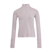 安德玛（UNDERARMOUR）Launch Pro女子1/2拉链跑步运动长袖T恤1379349 黎明灰粉009 M