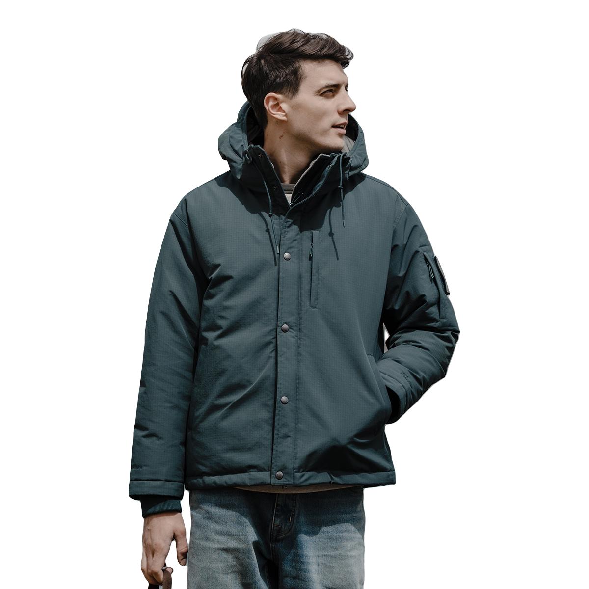 Simwood简木男装【宽松版型】90%白鹅绒户外连帽厚款羽绒服男