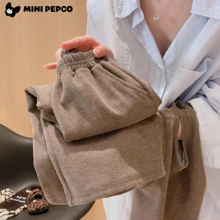 小猪班纳（PEPCO）秋季女童套装洋气纯色韩版秋季儿童背心马甲阔腿裤三件套童装 KX色织三件套-咖色 90 (身高75-85cm)