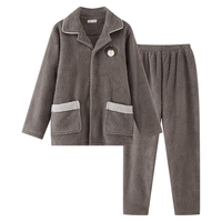 都市丽人睡衣男套装加厚翻领刺绣米粒绒珊瑚绒宽松家居服4H2101 深灰01 3XL