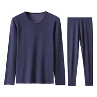 宜而爽【防螨消臭】秋冬5A抑菌保暖内衣套装绵羊毛蚕丝男士秋衣秋裤 丈青【绵羊毛桑蚕丝】 185/3XL