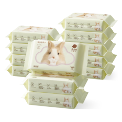 babycare 兔兔棉柔巾100%纯棉婴儿干湿两用巾洁面巾一次性洗脸巾60抽12包 60抽 12包