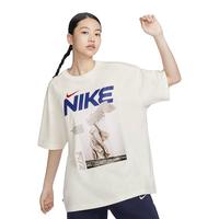 耐克短袖女夏季复古做旧图天使印花圆领舒适T恤