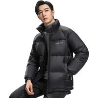 罗蒙短款加厚羽绒服男2023冬季新款纯色立领防寒保暖面包服外套