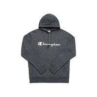 Champion情侣款草字LOGO长袖连帽衫卫衣男女 灰色 L