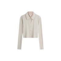 Calvin Klein Jeans24秋季女士休闲简约ck刺绣纽扣衬衫领修身T恤J224673 PD7-卡其米 L