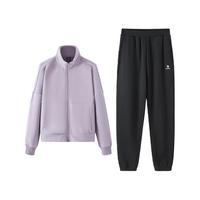 骆驼（CAMEL）加绒运动服套装女立领休闲两件套 C23CA9L3019-1 华芙紫 XL 【加绒】女3019-1，华芙紫