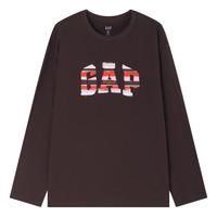 Gap女装2024秋季款撞色字母印花长袖T恤纯棉舒适宽松上衣622464