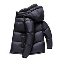 雪中飞 SNOWFLYING2025冬男士连帽短款羽绒服修身保暖加厚舒适简约面包服