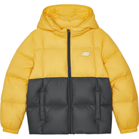 斯凯奇 自营儿童羽绒服男女大童保暖防寒冬装短款连帽外套L424K094 拼色款-磁石灰/005H 175