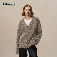 Fabrique金葱亮丝异形扣宽松慵懒V领针织开衫外搭女冬季新品 银色