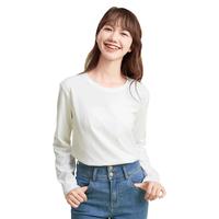 春秋款女款 韩系简约纯色圆领百搭柔软质感舒适长袖T恤女