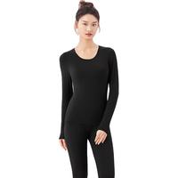 都市丽人保暖内衣女轻薄高弹牛奶丝秋衣秋裤套装 黑色A0女款 2XL