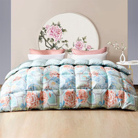 富安娜（FUANNA）50白鹅绒冬被 国风印花羽绒被 蓬松轻暖被子 灵韵东方鹅绒加厚被 1.8m(230*229cm)