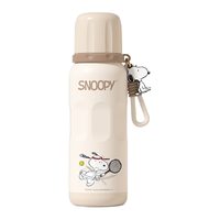 史努比保温杯316不锈钢户外运动大容量男女小上学便携吸管水杯 咖色【一盖三饮】 600ml