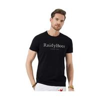 Raidy Boer/雷迪波尔【抗勾丝】男新烫钻印花迷彩圆领短袖T恤7036 黑色 185/56/XXXL