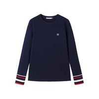 ELLE Active2024秋季纯棉内搭简约圆领T恤长袖上衣打底衫女