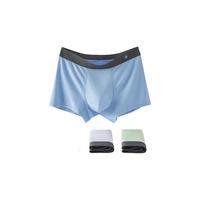松山棉店蚕柔莫代尔男士内裤10a裆柔软亲肤透气弹力大空间四角平角裤 蓝色+果绿+浅灰 2XL 推荐160-175斤