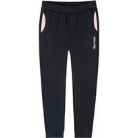 鸿星尔克童装儿童裤子女童中小童针织长裤春季儿童运动裤裤子 正黑/柔粉红 101