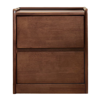 京东京造悦枫实木床头柜 天然橡胶木 大容量2抽 收纳卧室储物柜胡桃色 胡桃木色