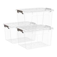 禧天龙透明加厚大号收纳箱家用衣服玩具收纳盒整理箱塑料储物箱子5 【高透42升3个】 52.4*38.4*29.8cm