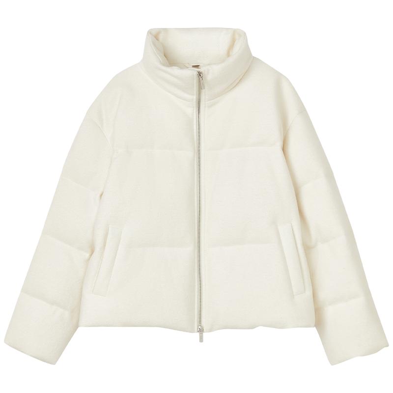 【羊毛面料｜匈牙利鹅绒】LANCY/朗姿2025冬女短款白色羽绒服