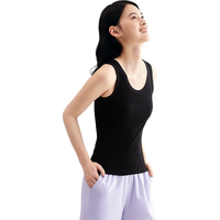 全棉时代打底衫女士背心夏季针织罗纹紧身吊带女 黑色 L 黑色（女士背心） L（女款165/男款175）