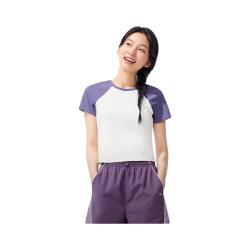 蕉下 短袖T恤女士轻薄透气短款修身休闲百搭圆领上衣CC960 霜奶白-烟灰紫 M
