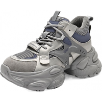 百丽（Belle）机能风高帮老爹鞋女25冬新商场款加绒厚底增高休闲鞋E6M1DDM5 灰色-薄绒 35