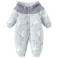 乖奇熊婴幼儿夹棉连体衣秋冬季装保暖连帽棉服可爱宝宝加厚哈衣抑菌