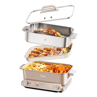 美的（Midea）超薄速沸多功能锅电蒸锅电火锅鸳鸯锅烤肉锅火锅锅0氟不粘电热锅6.5L多用途锅DLS332266S