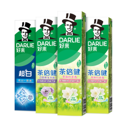 好来 含氟去黄去渍清新口气成人牙膏 茉莉白茶+百里香龙井+超白 760g（4支装）