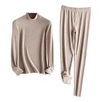 半高领德绒发热羊绒蚕丝男士保暖内衣套装加厚加绒青少年秋衣秋裤