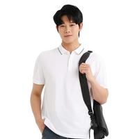 十如仕polo衫男纯棉短袖镶边透气速干翻领商务休闲通勤 P22 白色 L