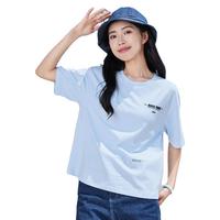 【100%棉】新疆棉圆领短袖T恤夏季亲肤运动上衣跑步服女