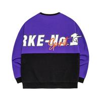 鸿星尔克男装棉质圆领套头衫卫衣秋季运动上衣 11222302135 正黑/松露紫 2XL