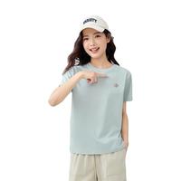 佐丹奴T恤女装纯棉线条动物刺绣圆领针织短袖T恤 05395381 02 蓝色 S