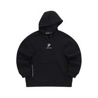 FILA FUSION斐乐潮牌男子针织连帽上衣时尚纯棉卫衣 正黑色-BK 190/108A/XXXL