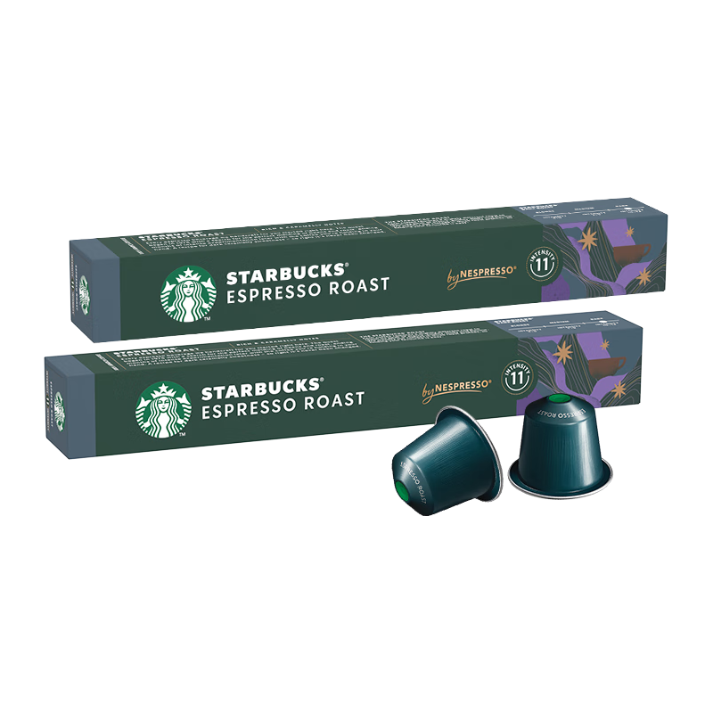 星巴克（Starbucks）【瑞士】Nespresso胶囊咖啡粉意式浓缩黑咖啡冷萃美式多口味 【意式提神】重烘浓缩烘焙20颗
