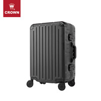 皇冠 铝框拉杆箱出差商务坚固防刮大容量行李箱旅行箱5085 黑色 20英寸