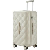 卡拉羊魔方体COCO行李箱时尚优雅女士pc拉杆箱旅行箱大容量小香风行李箱 燕麦灰【coco小香风设计】 20寸【三边之和115，可登机】
