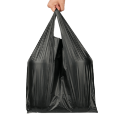 家馨洁 背心垃圾袋加厚黑色50*60cm150只双面3丝加大号手提家用厨房商用