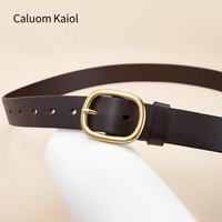 Caluom Kaiol女士皮带女真皮纯铜针扣腰带轻奢简约时尚百搭装饰 【专柜礼盒】时尚美拉德配色/纯铜扣+咖带身 90cm 100斤以下适用