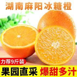 甜果源 麻阳冰糖橙 手剥橙子湖南高山脐甜橙子果冻甜橙当季新鲜水果 净重9斤 单果60mm以下 小个头 大甜蜜