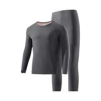 氧心（YANGXIN）加绒加厚保暖内衣男女套装防寒防风打底保暖套装冬季秋衣秋裤 荼青灰【男款】 XL