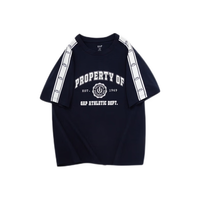 Gap 盖璞 男女款纯棉拼接织带logo短袖T恤 885847 海军蓝 M