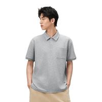 GXG男装POLO衫夏舒适休闲条纹空气层短袖 麻灰色 185/XXL 2XL