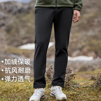 拓路者（Pioneer Camp）户外运动软壳裤男保暖秋冬季防水防风直筒加绒加厚长裤子登山裤 黑色