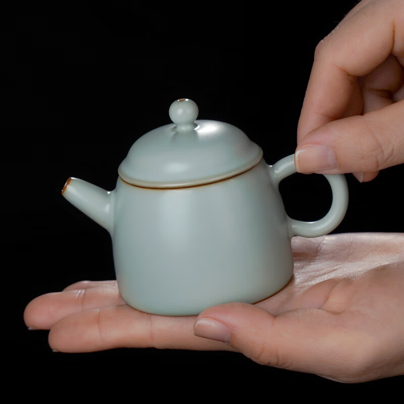 青澹汝窑茶壶茶具景德镇全手工瓷器明德壶 明德壶 不开片汝窑 78ml